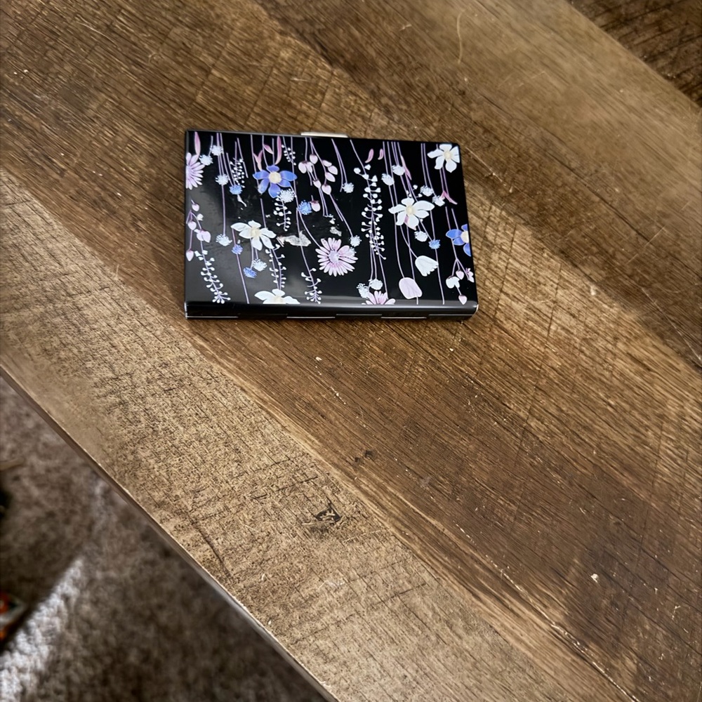 Floral Black card holder
